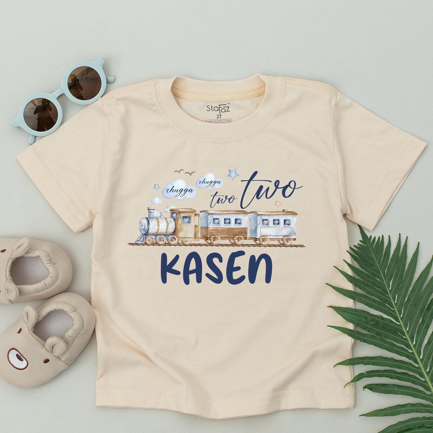 Personalized Choo Choo I'm 2 Train Birthday Family Matching T-Shirt for Toddler Boy Girl 2nd Birthday Party Celebration Gift