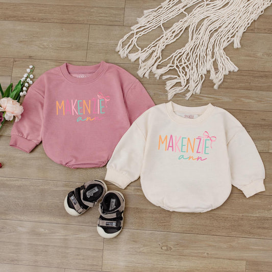 Custom First & Middle Name Baby Girl Romper Personalized Baby Shower Gift Soft Cotton Newborn Outfits