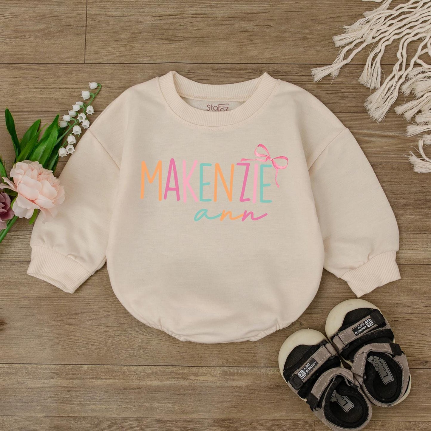 Custom First & Middle Name Baby Girl Romper Personalized Baby Shower Gift Soft Cotton Newborn Outfits