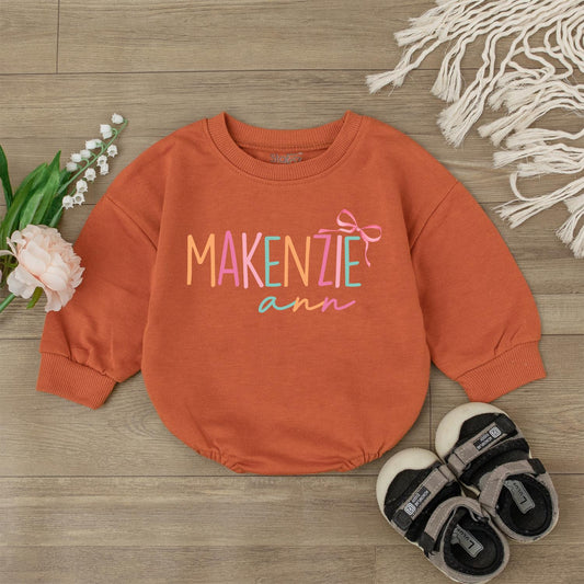 Custom First & Middle Name Baby Girl Romper Personalized Baby Shower Gift Soft Cotton Newborn Outfits