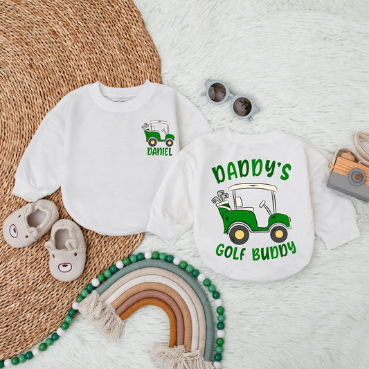Daddy's Golfing Buddy Bubble Romper Father Son Golfing Bodysuit Newborn Baby Shower Gift for Librarian Book Club
