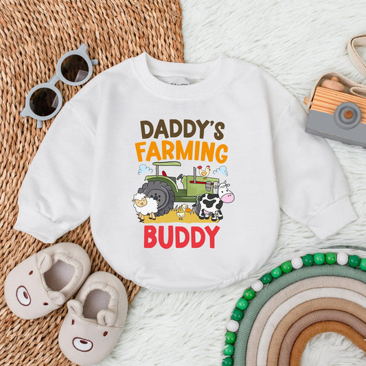 Daddy's Farming Buddy Baby Romper Farm Kid Green Tractor Newborn Bodysuit Minimalist Baby Shower Gift