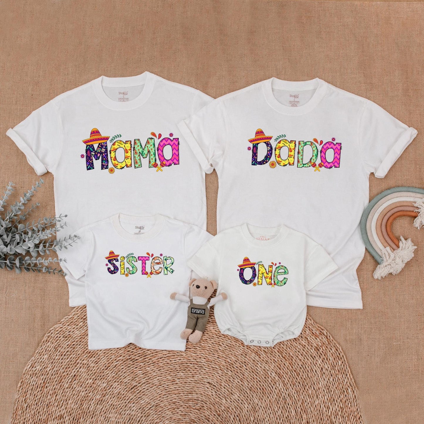 Uno Fiesta Birthday Matching Family Shirts Baby Girl Bubble Romper Cinco de Mayo Outfits First Birthday Boy Shirt Fiesta Party Theme Comfort Cotton 1st Birthday