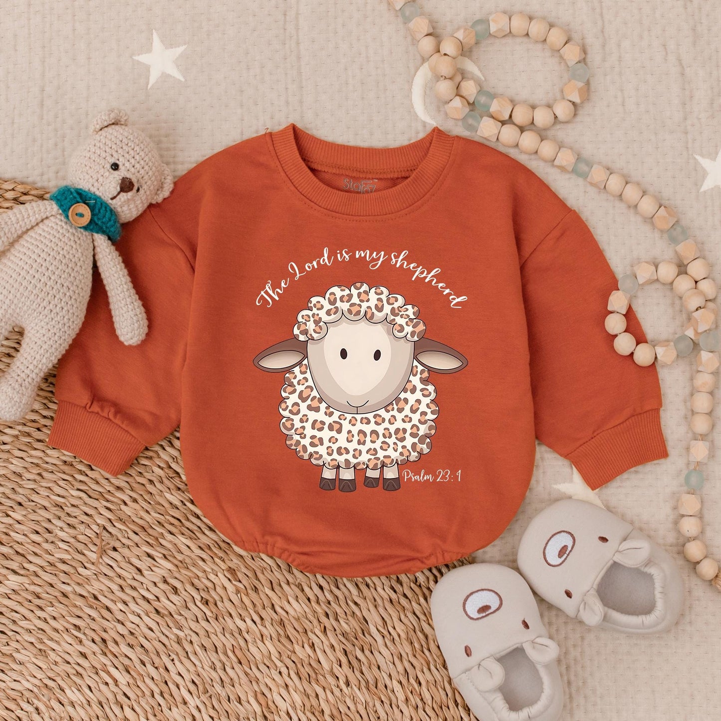 The Lord Is My Shepherd Psalm 23:1 Christian Baby Bodysuit, a precious Girl Birthday Outfit and comfortable Bubble Romper for infant celebration