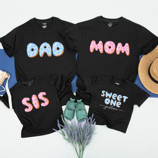 Donut Birthday Shirts Sweet One Family Matching Outfits First Birthday Celebration Kids Donut Party Clothing