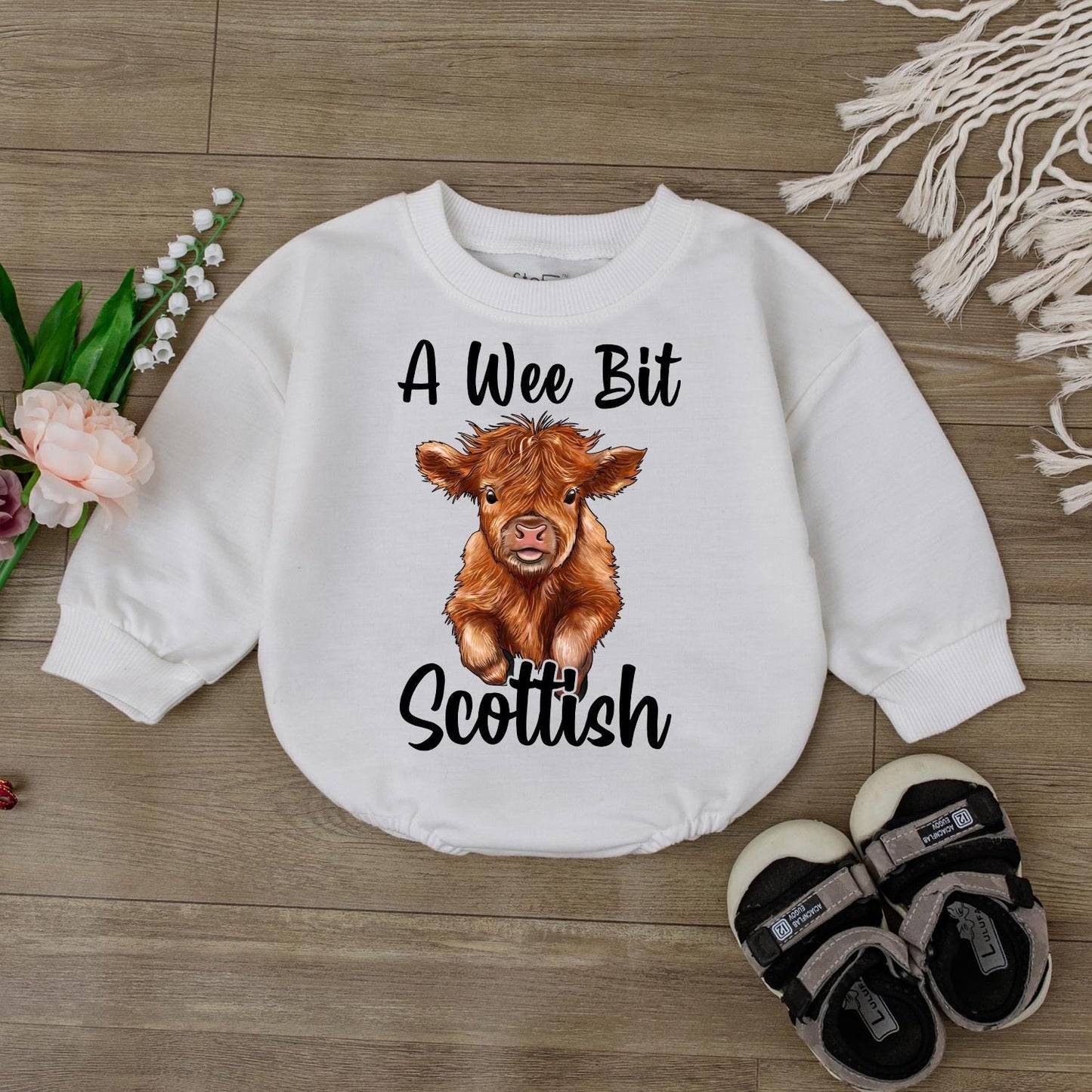 Scottish Cow First Birthday Romper for Baby Boy or Girl Cute Highland Cow 1st Birthday Outfit Toddler Celebration Clothes