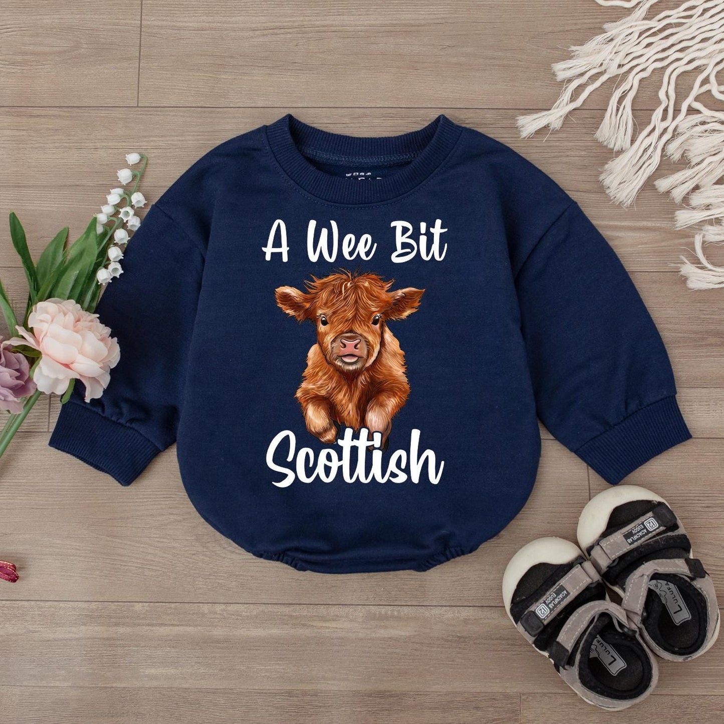 Scottish Cow First Birthday Romper for Baby Boy or Girl Cute Highland Cow 1st Birthday Outfit Toddler Celebration Clothes