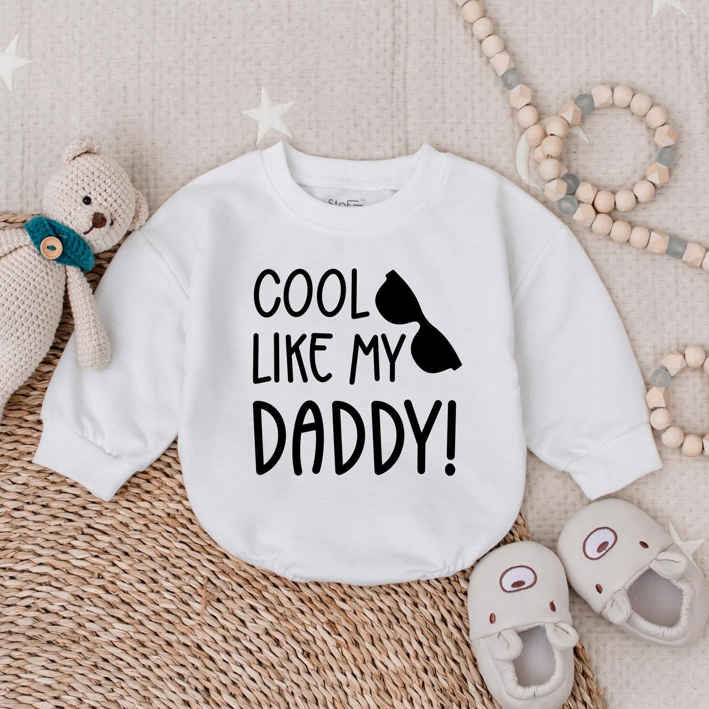Cool Like My Daddy Baby Bubble Romper Cute Funny Newborn Outfit Dad Gift Idea "I Love My Daddy" "Cool Dad" "Baby Announcement"