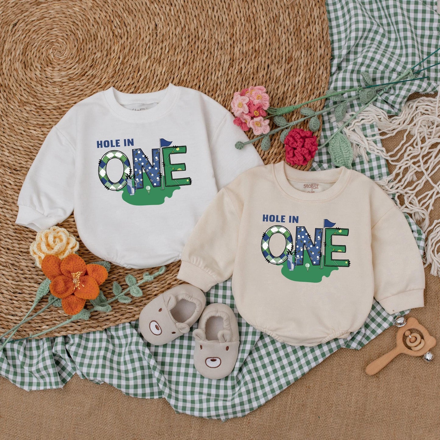 Baby Boy Golf First Birthday Romper Hole in One Outfit for First Birthday Celebrations