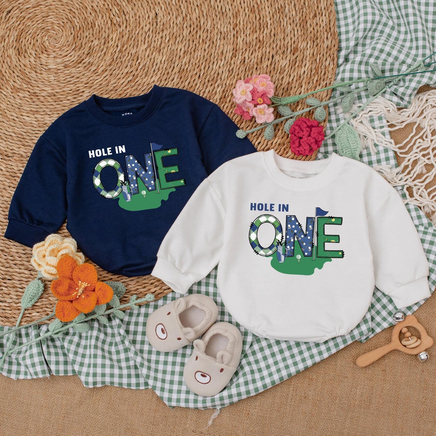 Baby Boy Golf First Birthday Romper Hole in One Outfit for First Birthday Celebrations