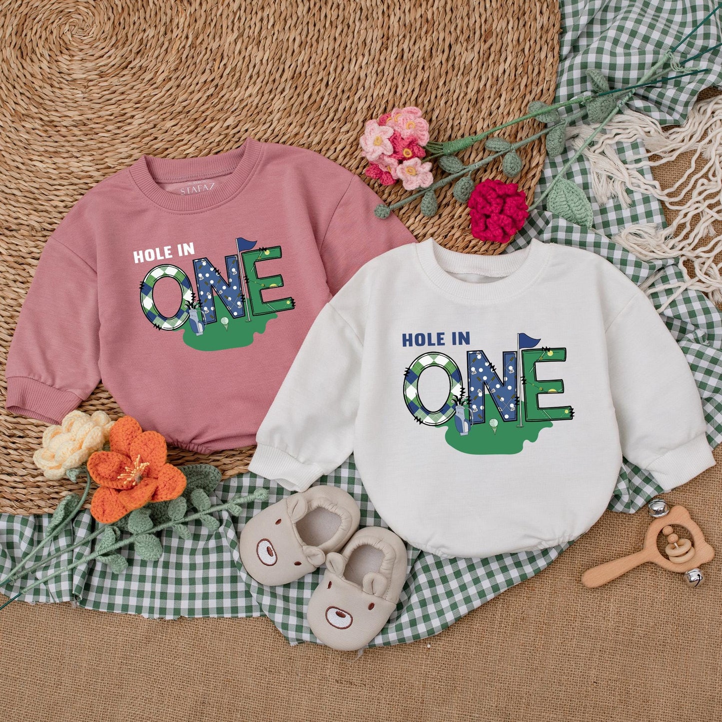 Baby Boy Golf First Birthday Romper Hole in One Outfit for First Birthday Celebrations