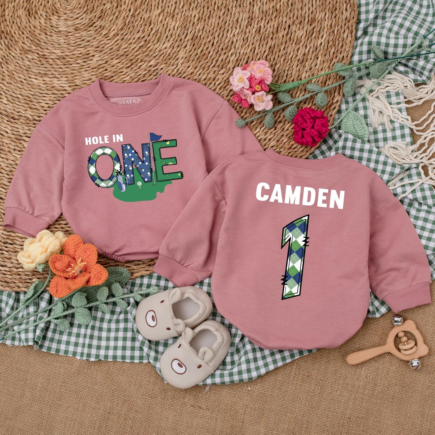 Baby Boy Golf First Birthday Romper Hole in One Outfit for First Birthday Celebrations