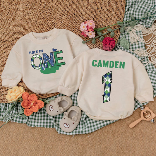 Baby Boy Golf First Birthday Romper Hole in One Outfit for First Birthday Celebrations