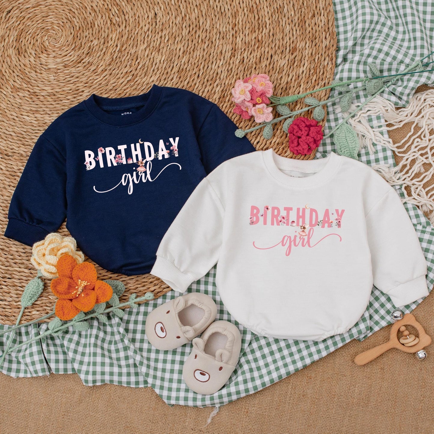 Personalized Fairy First Birthday Romper One Little Fairy Bodysuit Pink Fairy Birthday Outfit Bubble Romper