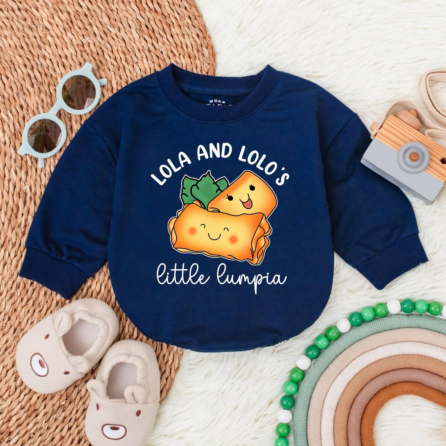 Lola and Lolo's Little Lumpia Baby Romper Cute Food Bodysuit Baby Girl Outfit Lola Grandma Gift