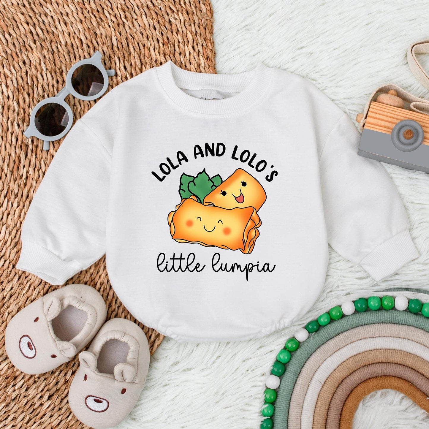 Lola and Lolo's Little Lumpia Baby Romper Cute Food Bodysuit Baby Girl Outfit Lola Grandma Gift