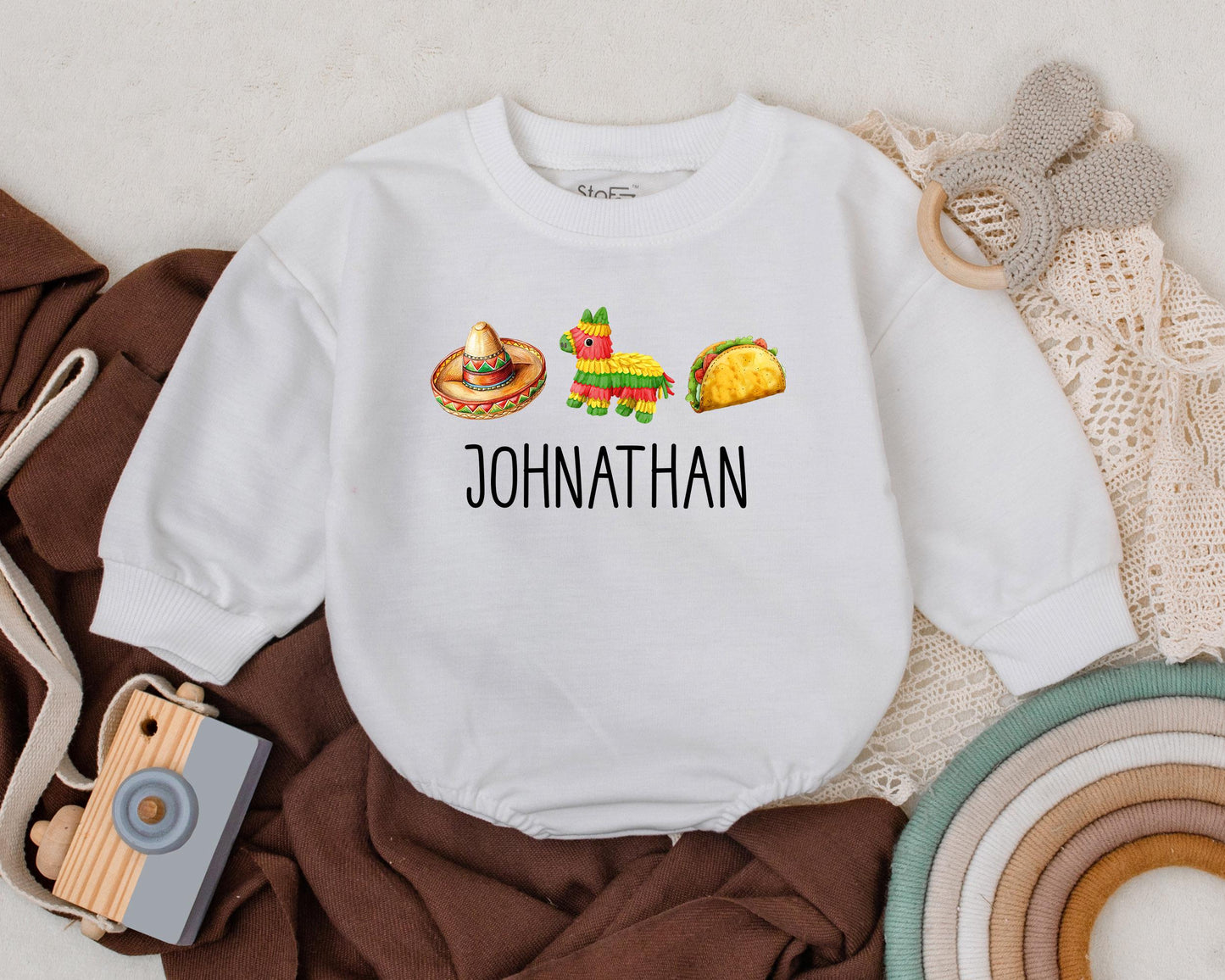 I'm Just Here For The Tacos Romper Personalized 1st Birthday Outfit Cinco De Mayo Taco Tuesday Baby Bodysuit Fiesta