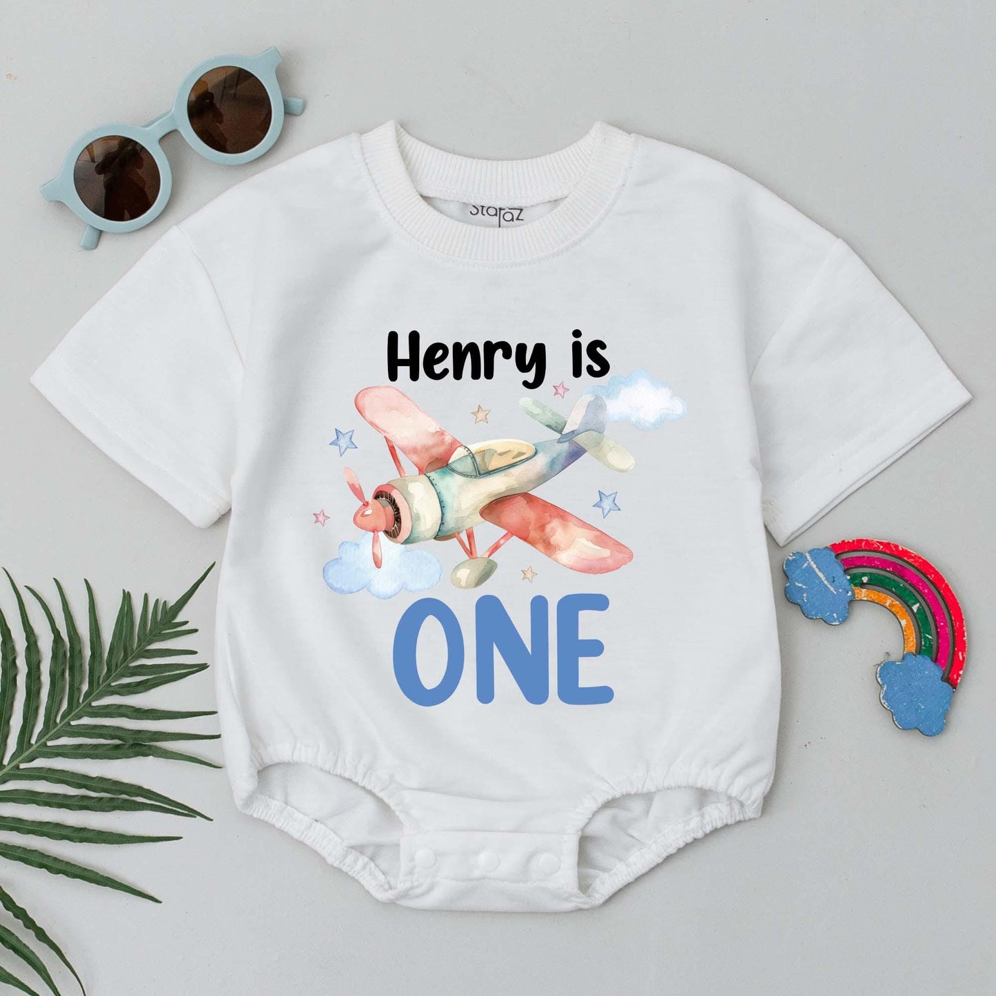 Time Flies 1st Birthday Family Matching Shirts and Flying Into One Romper for Airplane Party