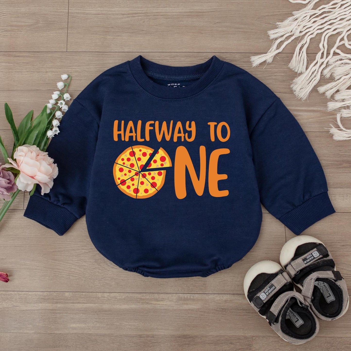 Cute Pizza Half Birthday Romper for Boys Adorable 1/2 Way To One Outfit Adorable Gift for Baby Boy First Birthday Celebration Cotton Soft Comfortable