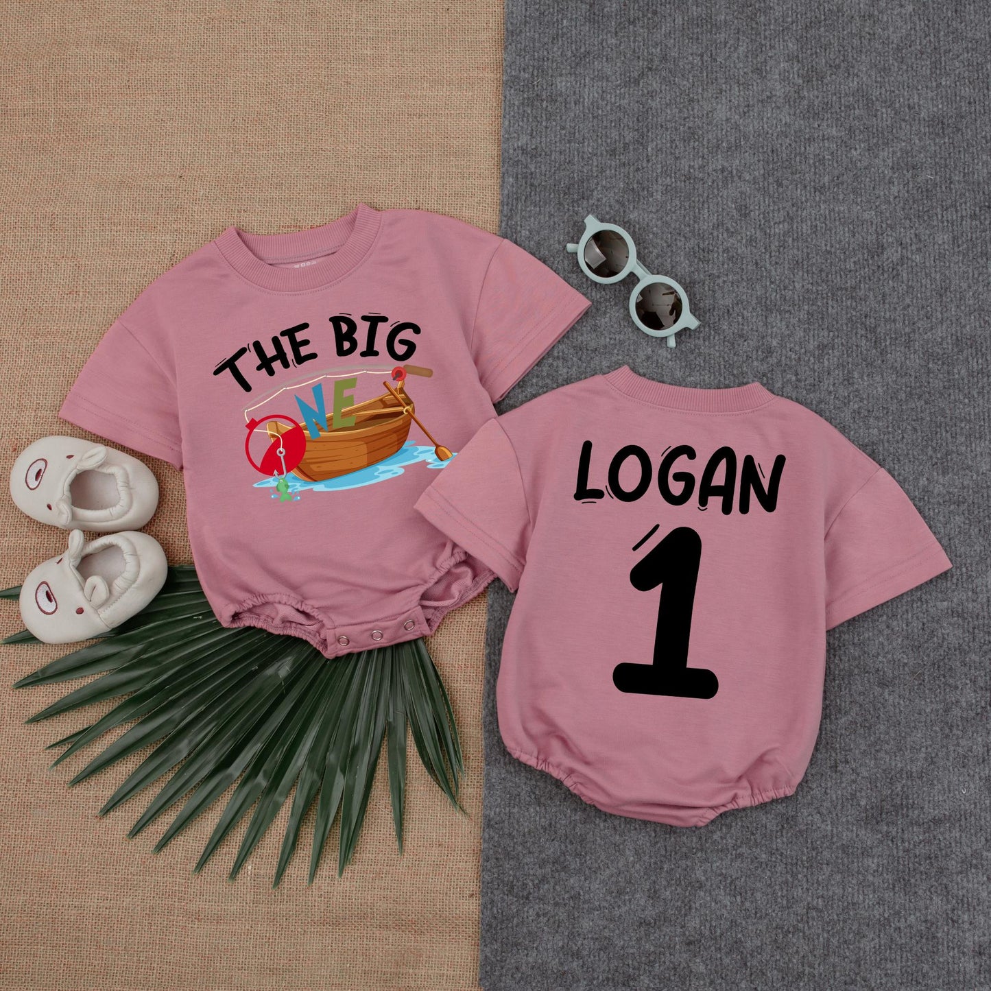 Personalized The Big One Boy Romper First Birthday Ocean Theme Fishing Outfit Comfortable Cotton Baby Boy Gift
