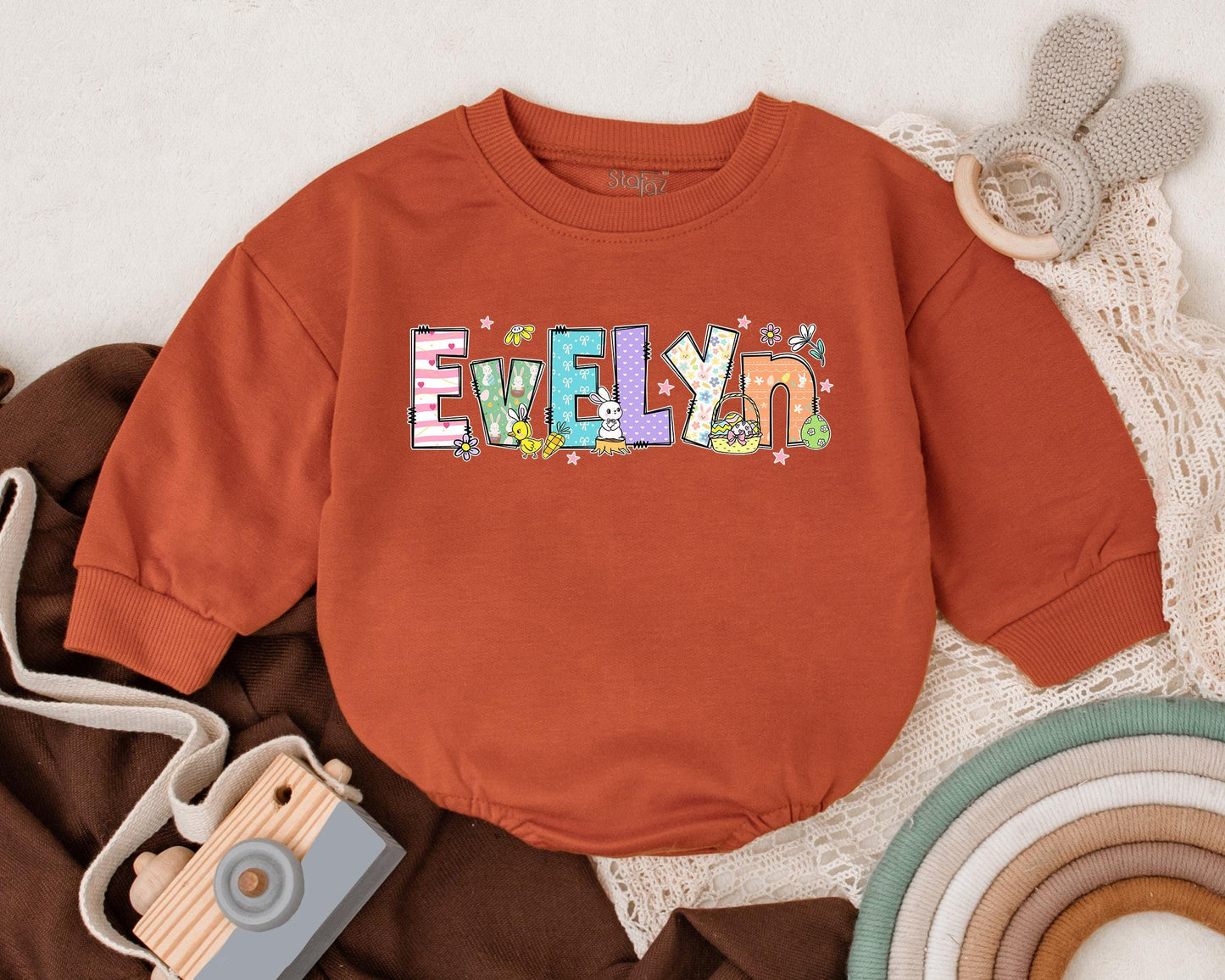 My First Easter Personalized Baby Romper Custom Name Easter Day Outfit Cute Bunny Spring Baby Shower Gift for Boys Girls