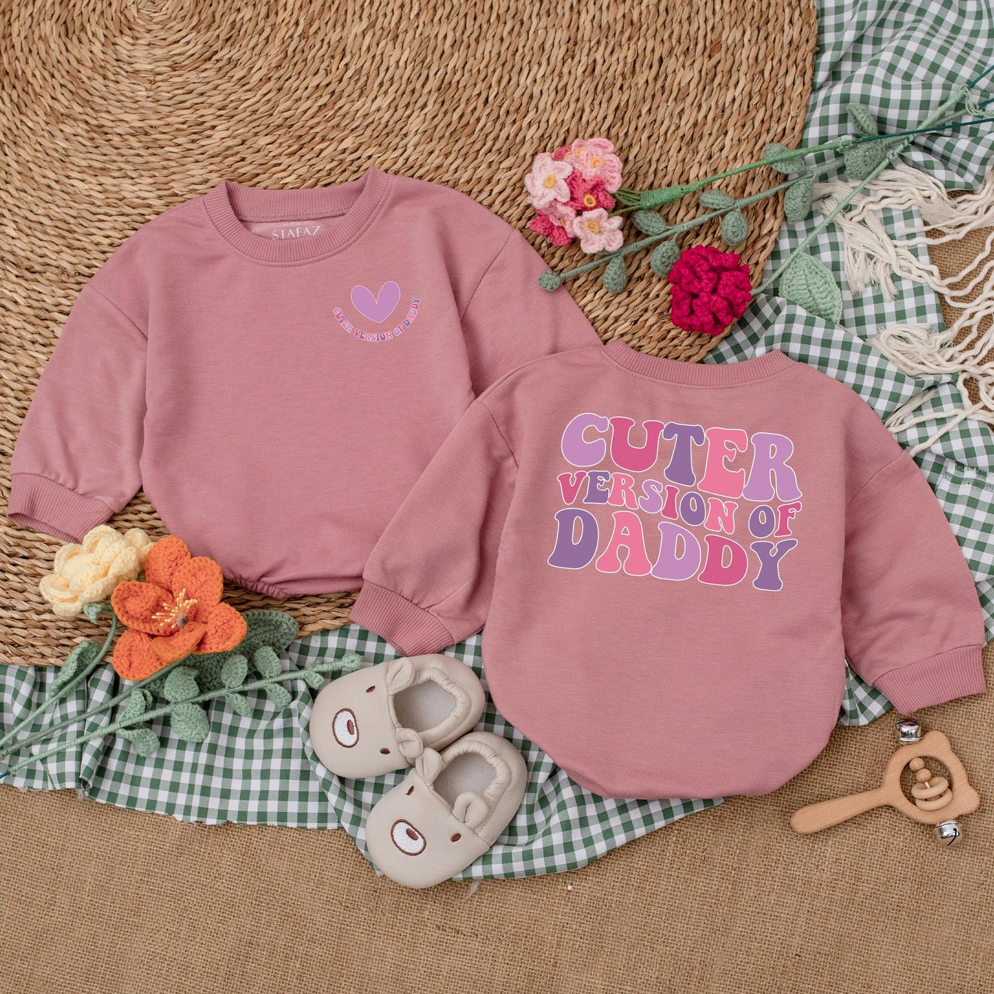 Adorable Cuter Version of Daddy Baby Girl Romper Bodysuit First Father's Day Gift Daddy and Me Matching Outfit New Baby Shower Present Comfortable Cotton
