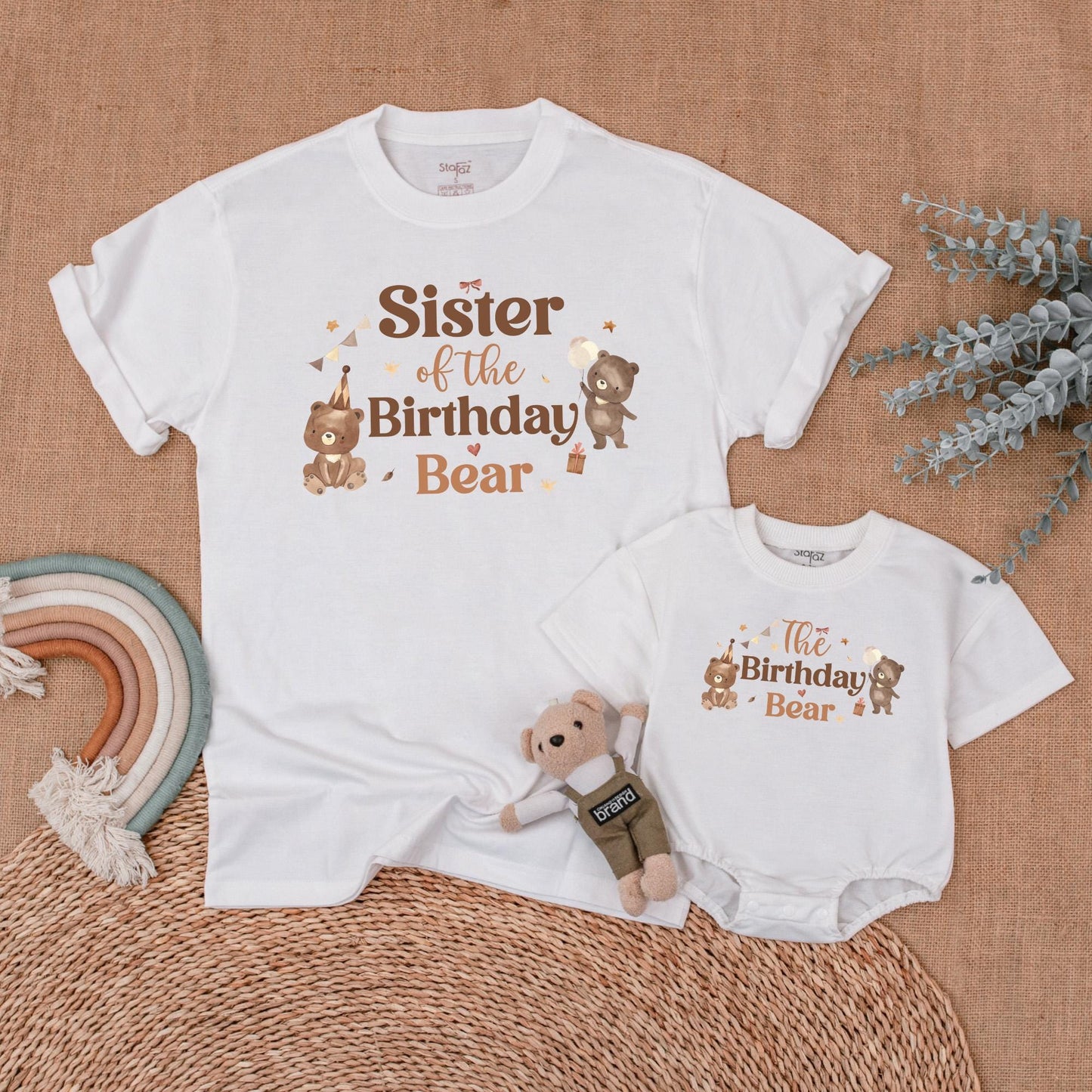 Beary First Birthday Matching Family Shirts, Little Bear Outfit, 1st Birthday Celebration for Baby Boy or Girl, Matching Birthday Crew Cotton Tee (139 chars)