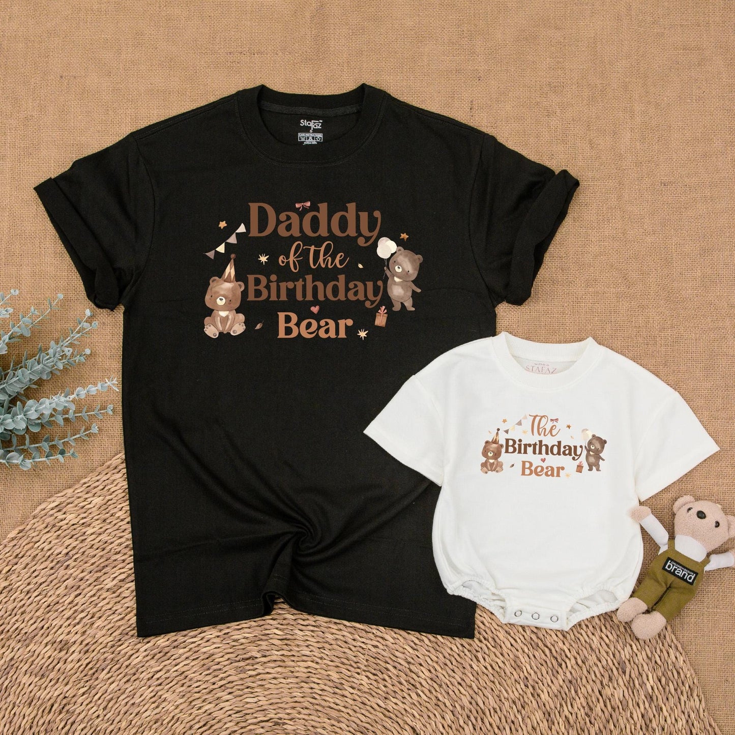 Beary First Birthday Matching Family Shirts, Little Bear Outfit, 1st Birthday Celebration for Baby Boy or Girl, Matching Birthday Crew Cotton Tee (139 chars)
