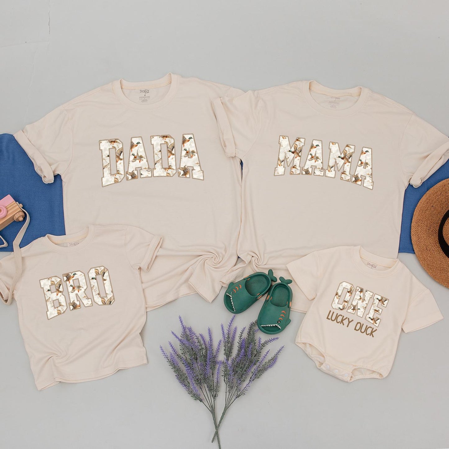 One Lucky Duck First Birthday Family Matching Shirts & Mama Dad Duck 1st Birthday Party Outfit