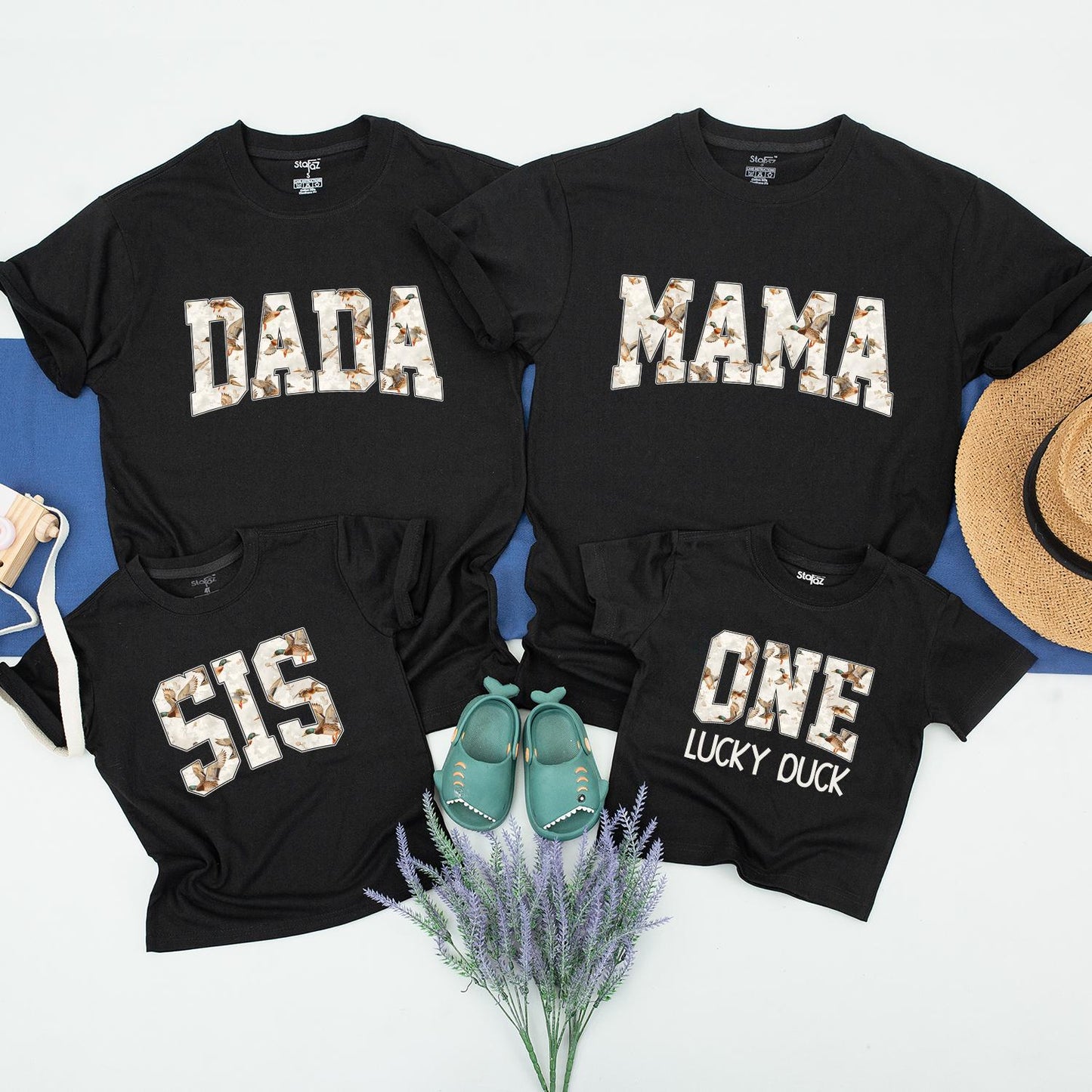 One Lucky Duck First Birthday Family Matching Shirts & Mama Dad Duck 1st Birthday Party Outfit