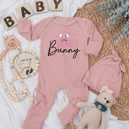 Delightful Honey Bunny Easter Baby Bodysuit a Comfortable Newborn Outfit Perfect Christian Holiday Baby Shower Gift Clothes