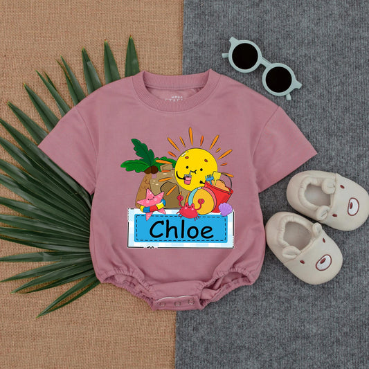 Personalized Funny Crab Bubble Romper Baby Toddler Coastal Beach Outfit Summer Bodysuit Short Sleeve Lightweight Ocean Theme Baby Gift