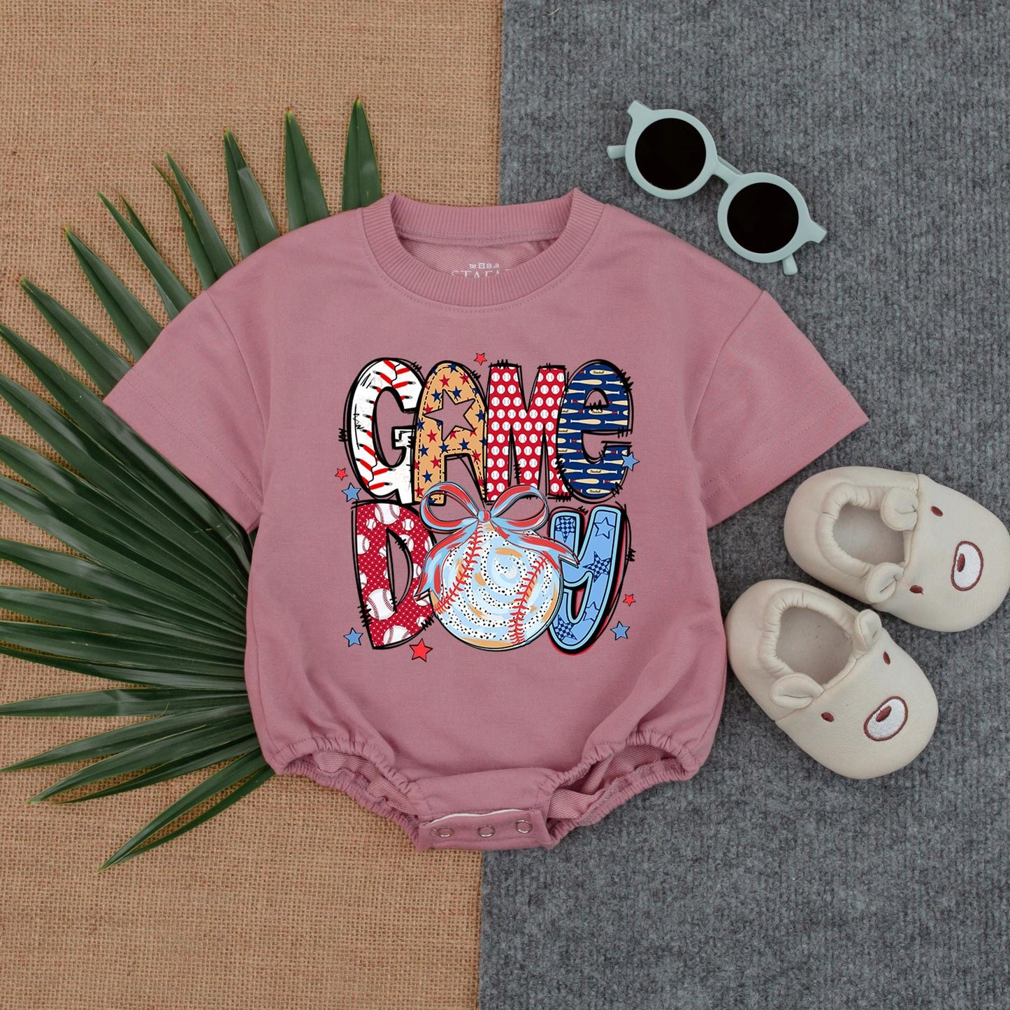 Game Day Baseball Brushstroke Romper Newborn Baby Girl Gift - Baseball Lover Tee Custom Name Birthday Outfit Shower