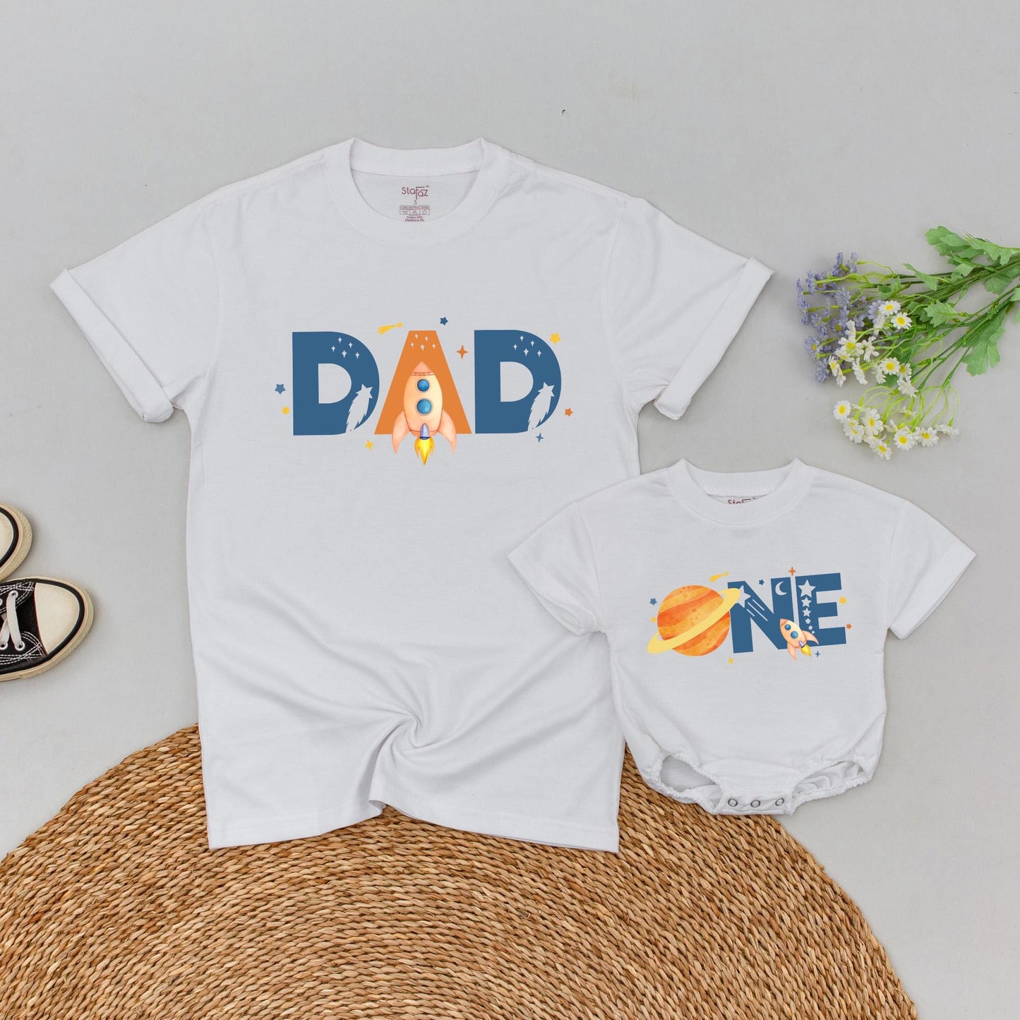 Personalized Space Birthday Family Matching T-Shirt for 1st Birthday Boy First Trip Around the Sun Astronaut Tee Gift
