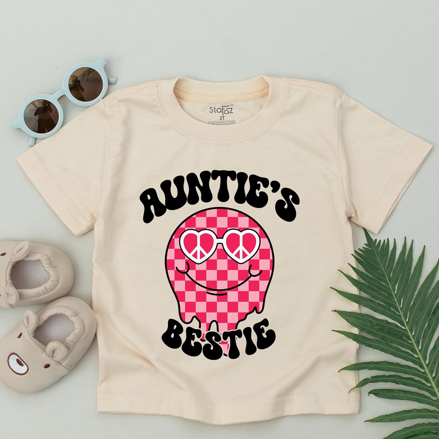Personalized Checkered Aunt Niece & Nephew Matching Tees Auntie's Bestie Shirt Baby Gift Outfit