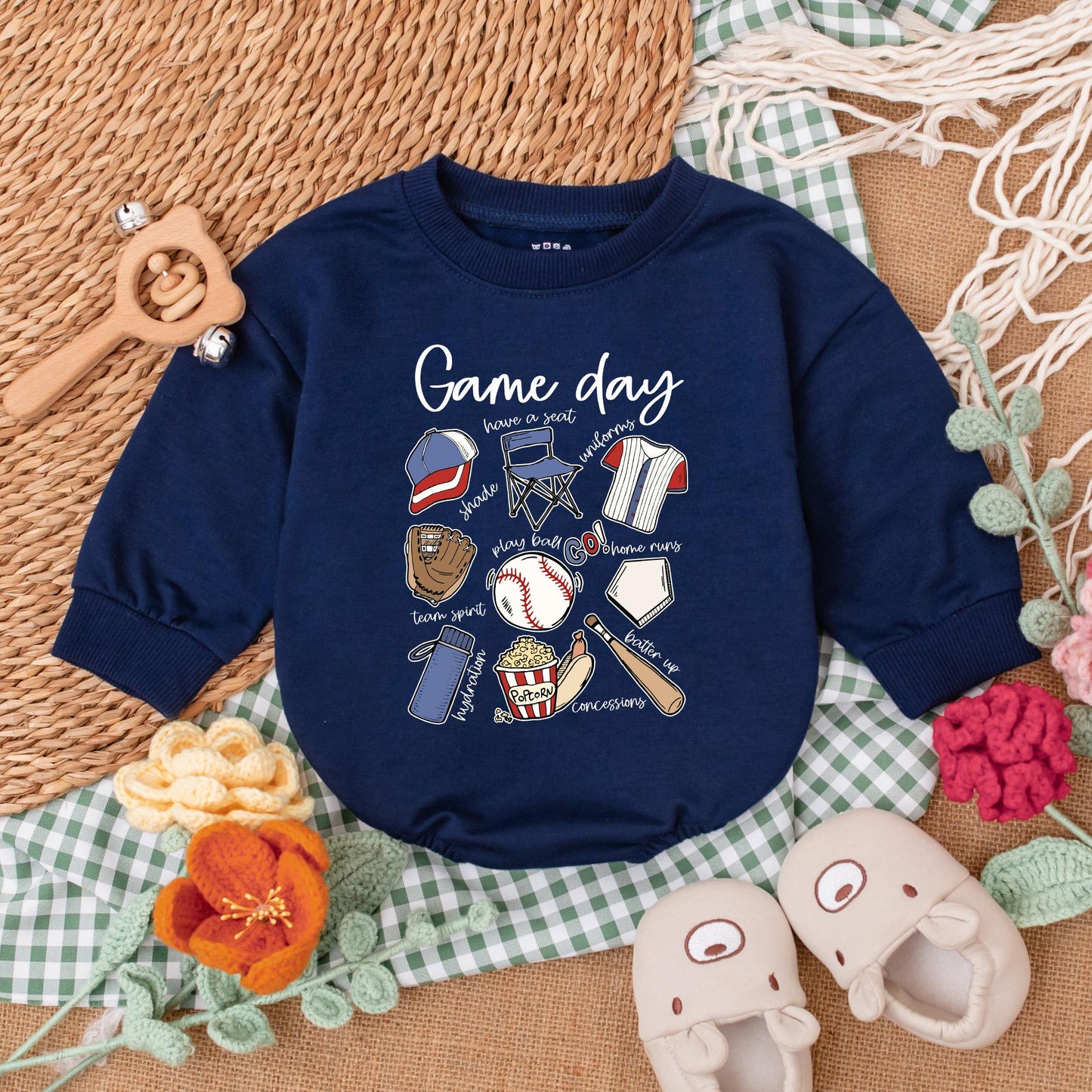 Retro Baseball Baby Romper for Gameday Season Newborn Bubble Bodysuit Baseball Baby Shower Gift