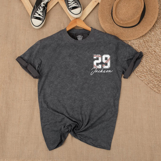 Custom Baseball Pocket Shirt - Baseball Mom Tee, Personalized Baseball Number Comfort Colors, Baseball Fan Gift, Spring Baseball Season