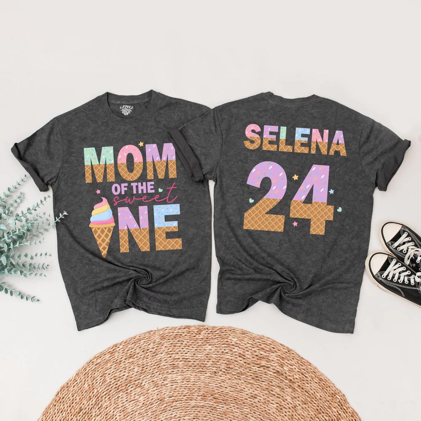 Matching Ice Cream Birthday Shirts for the Sweet One! Family Party Outfits, Mom & Dad Ice Cream Cone Design, Birthday Girl Celebration
