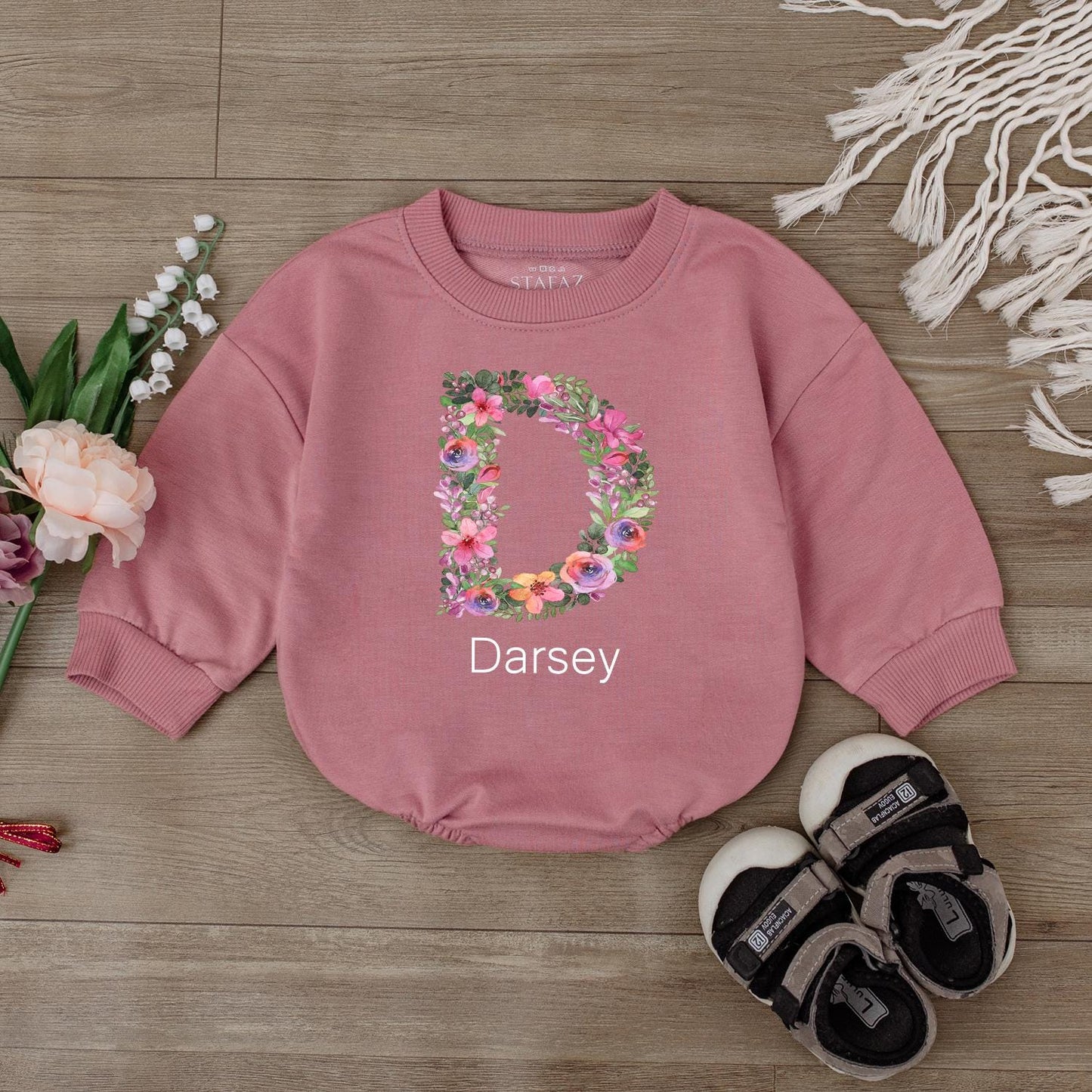 Custom Name Baby Girl Romper Personalized Outfit Shower Gift Newborn Girl Clothes Short Sleeve Bubble Outfit