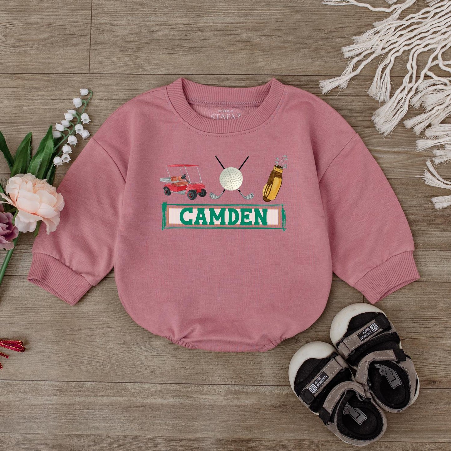 Custom Hole in One Birthday Baby Romper for Boys Girls Golf Theme First Birthday Outfit Cute Golf Shirt Boys Jumpsuit