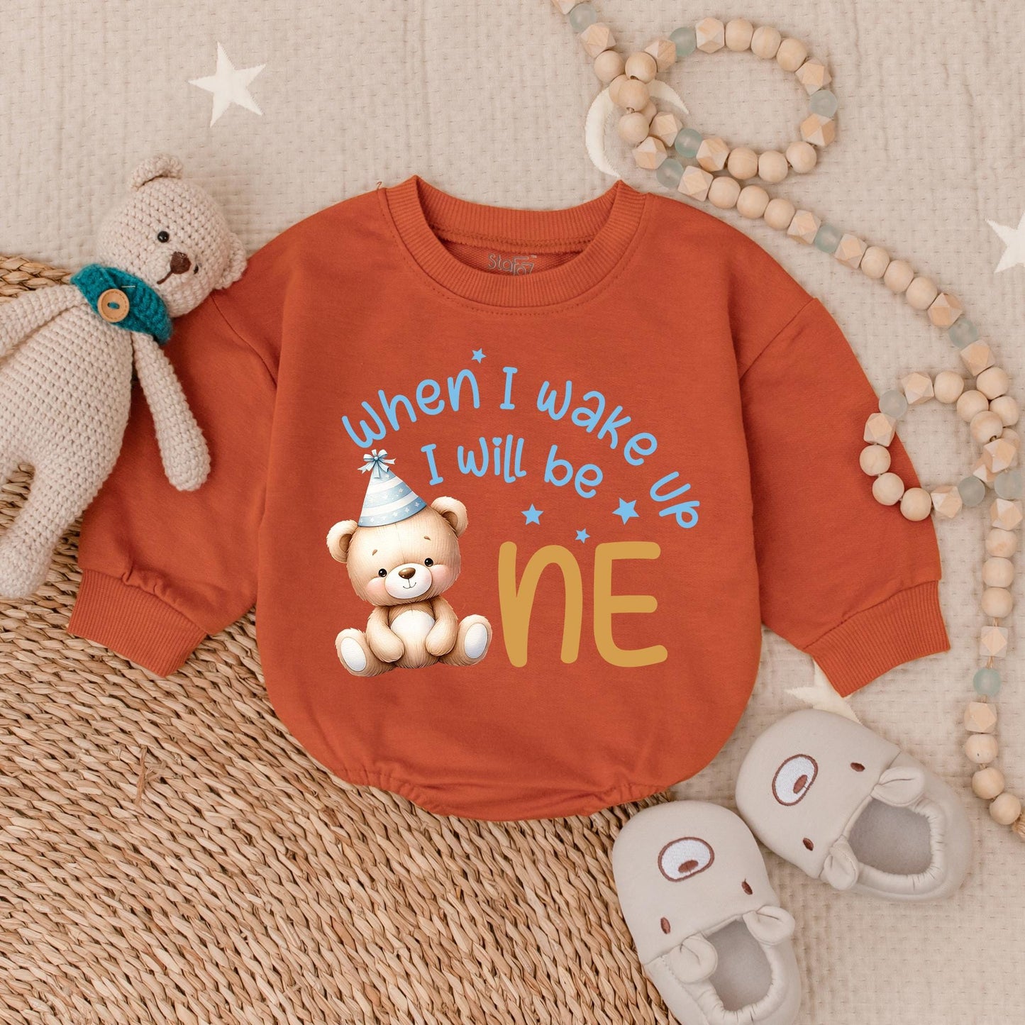 Personalized Bear First Birthday Bubble Romper Cute Beary Boy Outfit Custom Baby Clothes First Birthday Gift for Boy