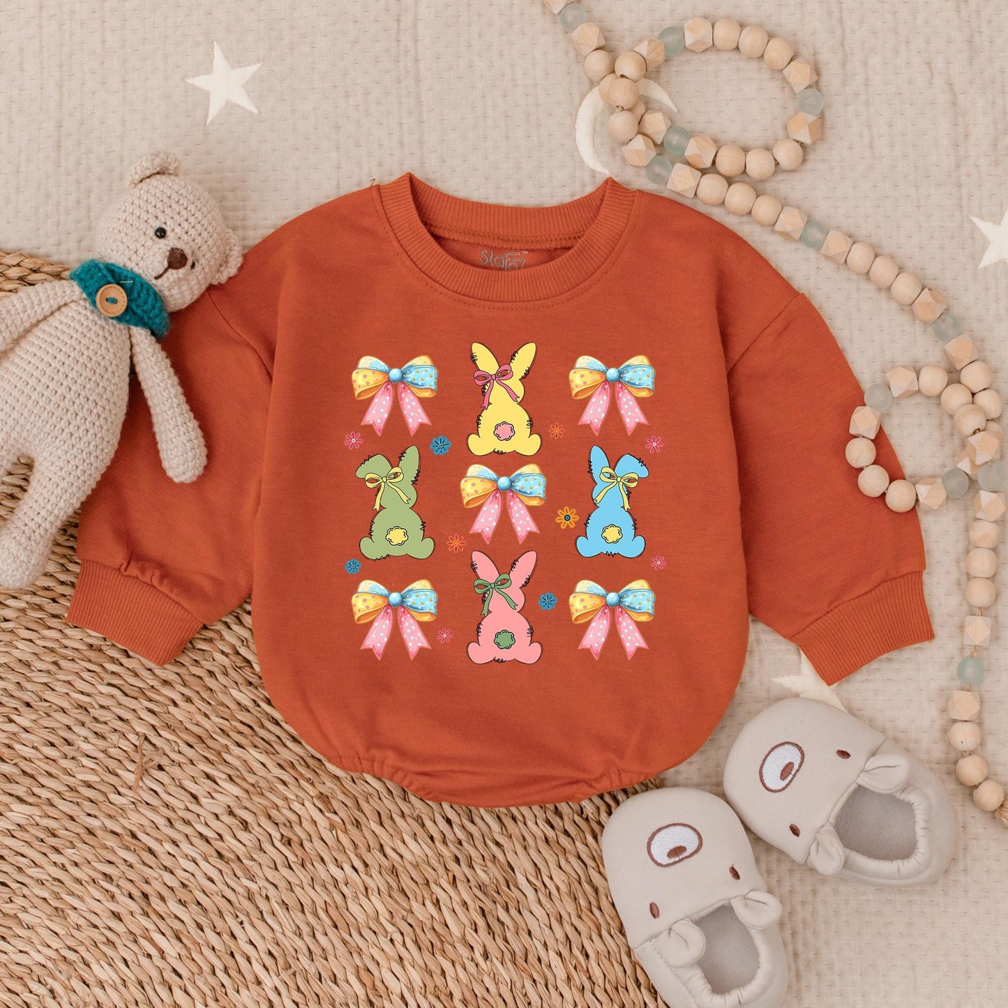 Funny Bunny Camo Romper Easter Outfit Boy Baby Bodysuit with Backwards Hat Little Bunny First Easter Gift