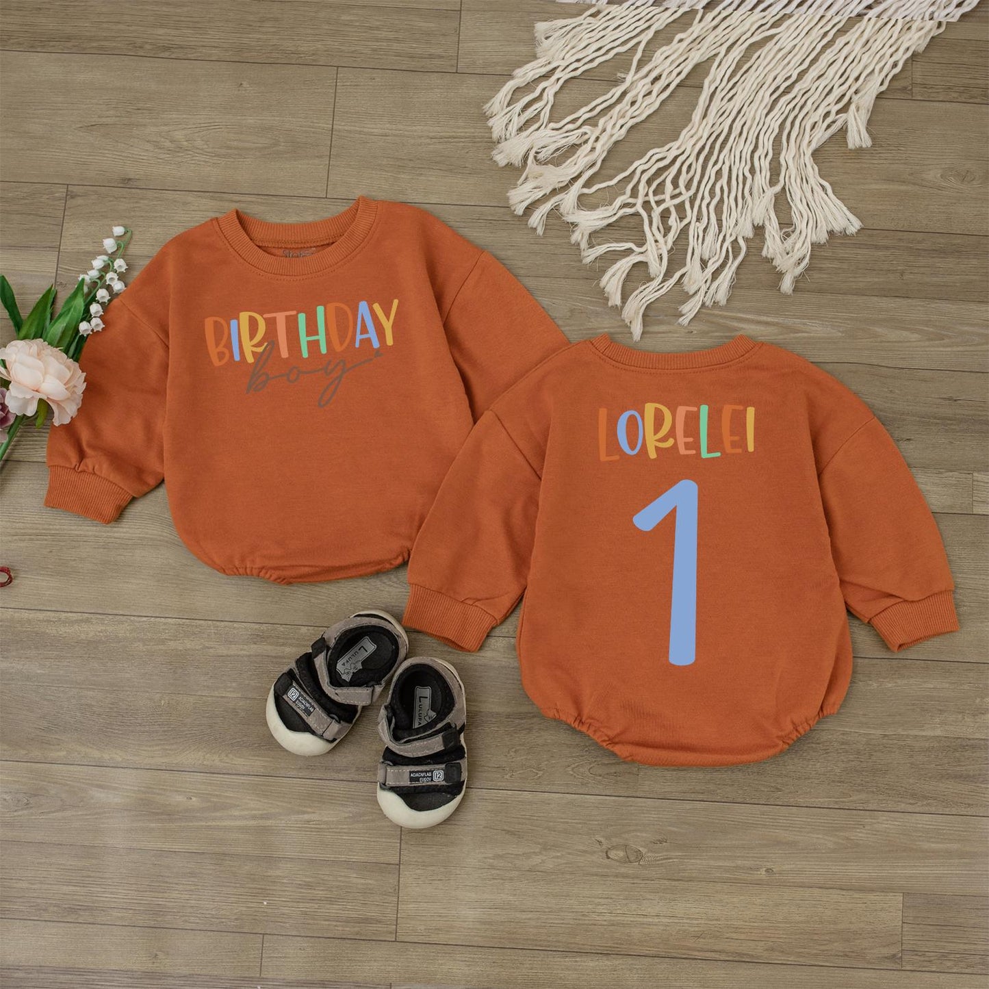 Personalized First Birthday Boy Romper Baby Boy Balloons Outfit Newborn Bubble Bodysuit for Cake Smash Celebration