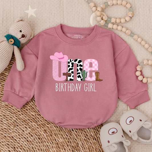 First Birthday Cowgirl Romper - My First Rodeo Baby Girl Outfit, Western Theme, Cute Birthday Shirt, Bodysuit