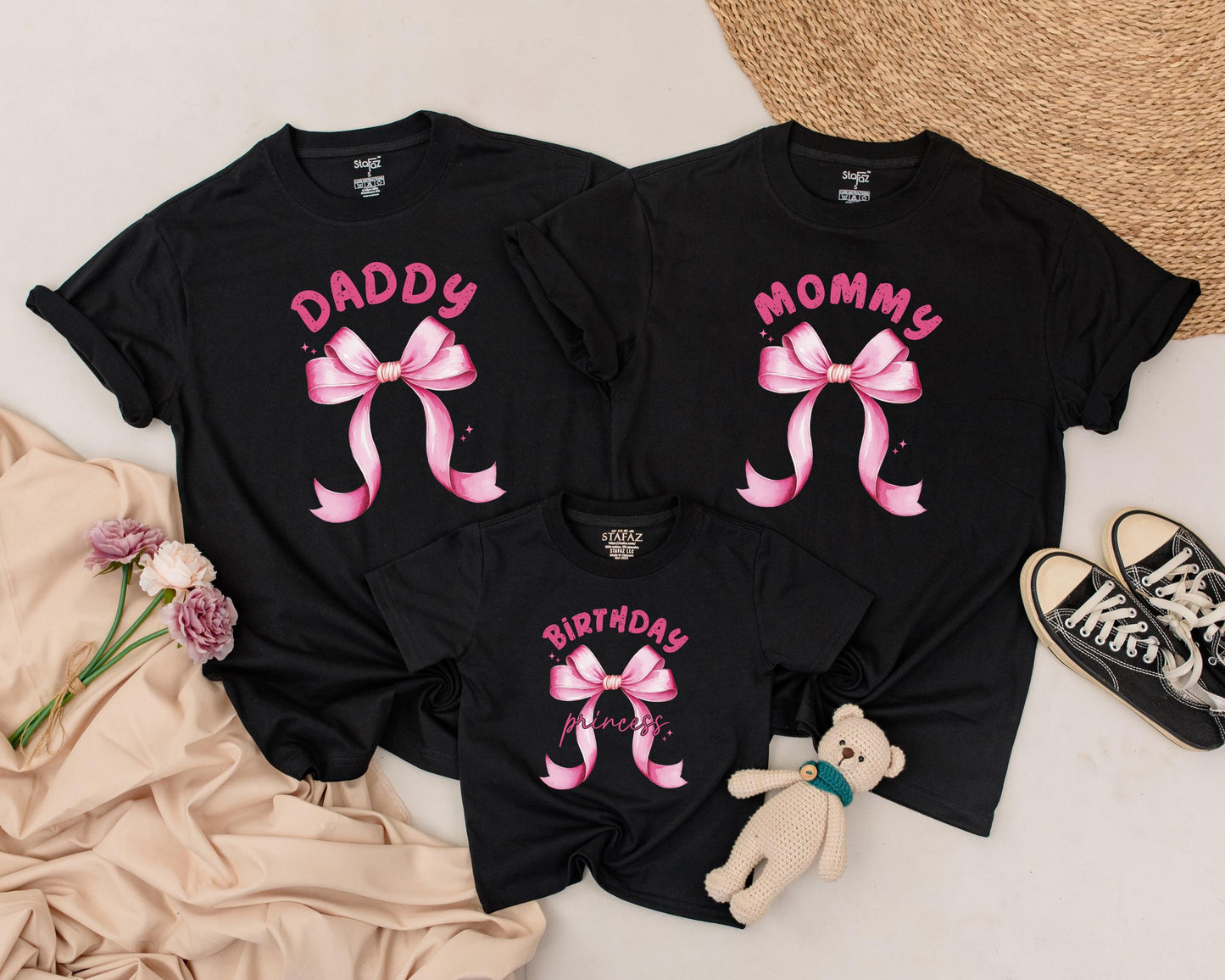 Pink Bow First Birthday Shirt Adorable Little Girl Outfit Matching Family Celebration Tee Perfect One Year Old Gift