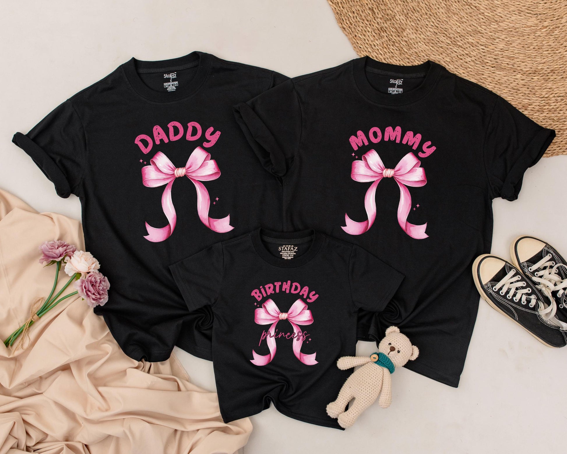 Pink Bow First Birthday Shirt Adorable Little Girl Outfit Matching Family Celebration Tee Perfect One Year Old Gift
