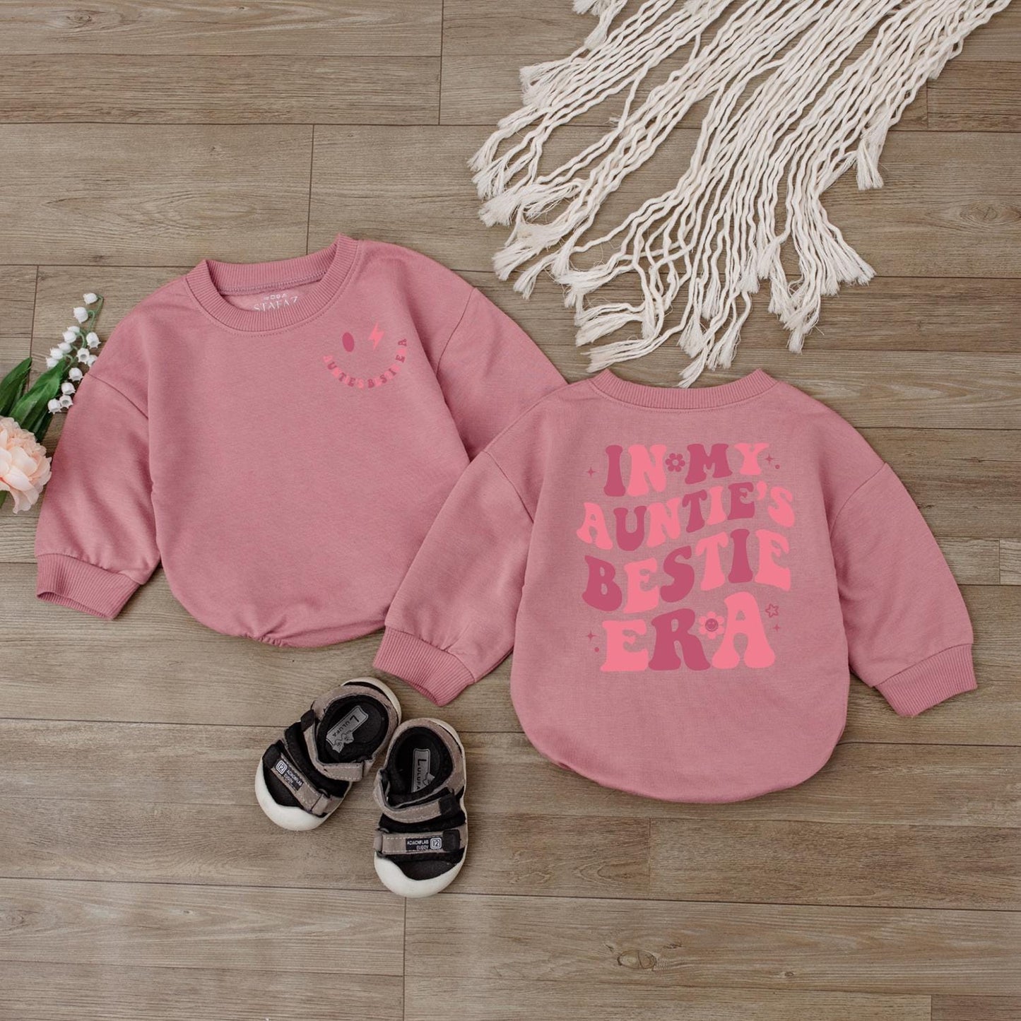 In My Auntie's Bestie Era Baby Romper - Newborn Gift for Baby Girl - Auntie Baby Announcement Outfit - Shower Gift