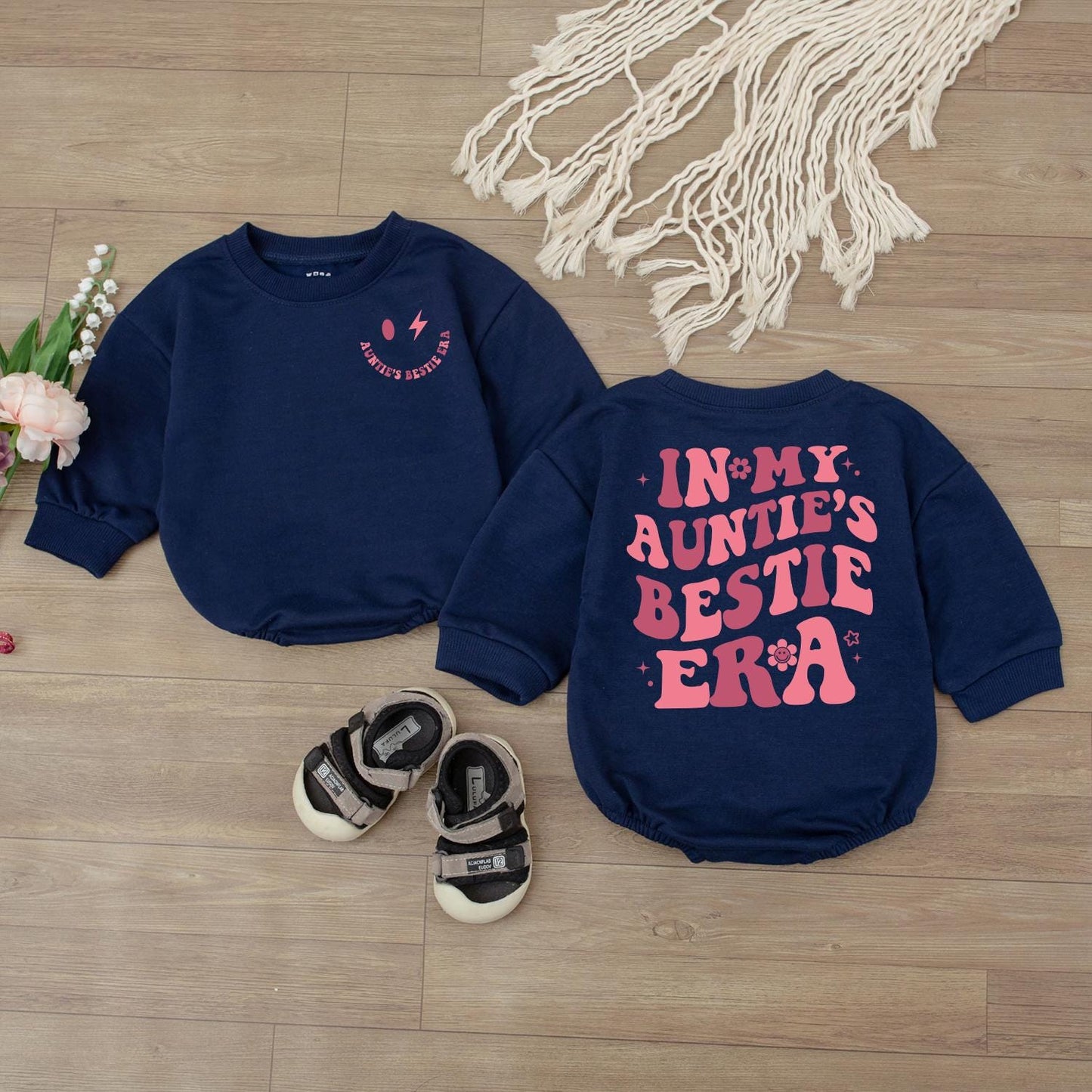 In My Auntie's Bestie Era Baby Romper - Newborn Gift for Baby Girl - Auntie Baby Announcement Outfit - Shower Gift