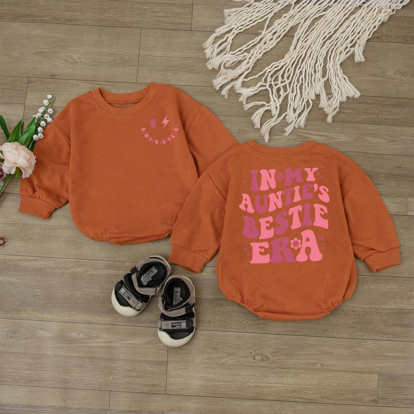 In My Auntie's Bestie Era Baby Romper - Newborn Gift for Baby Girl - Auntie Baby Announcement Outfit - Shower Gift