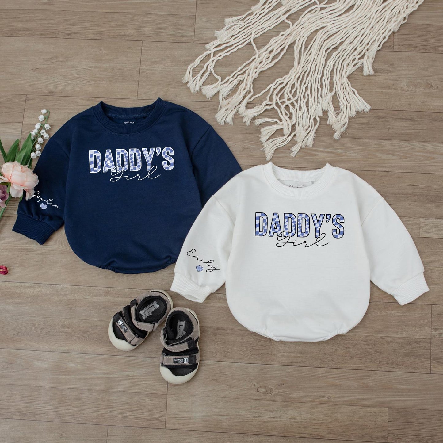 Sweet Daddy's Girl Long Sleeve Bubble Romper Adorable Baby Girl Outfit Perfect Father Daughter Gift Soft Comfortable Newborn Coming Home Clothes